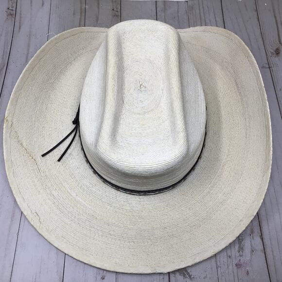 Stetson Mens Square Eyelets Palm Cowboy Hat Size 7 5/8 Western Hat Wide Brim - Picture 5 of 10